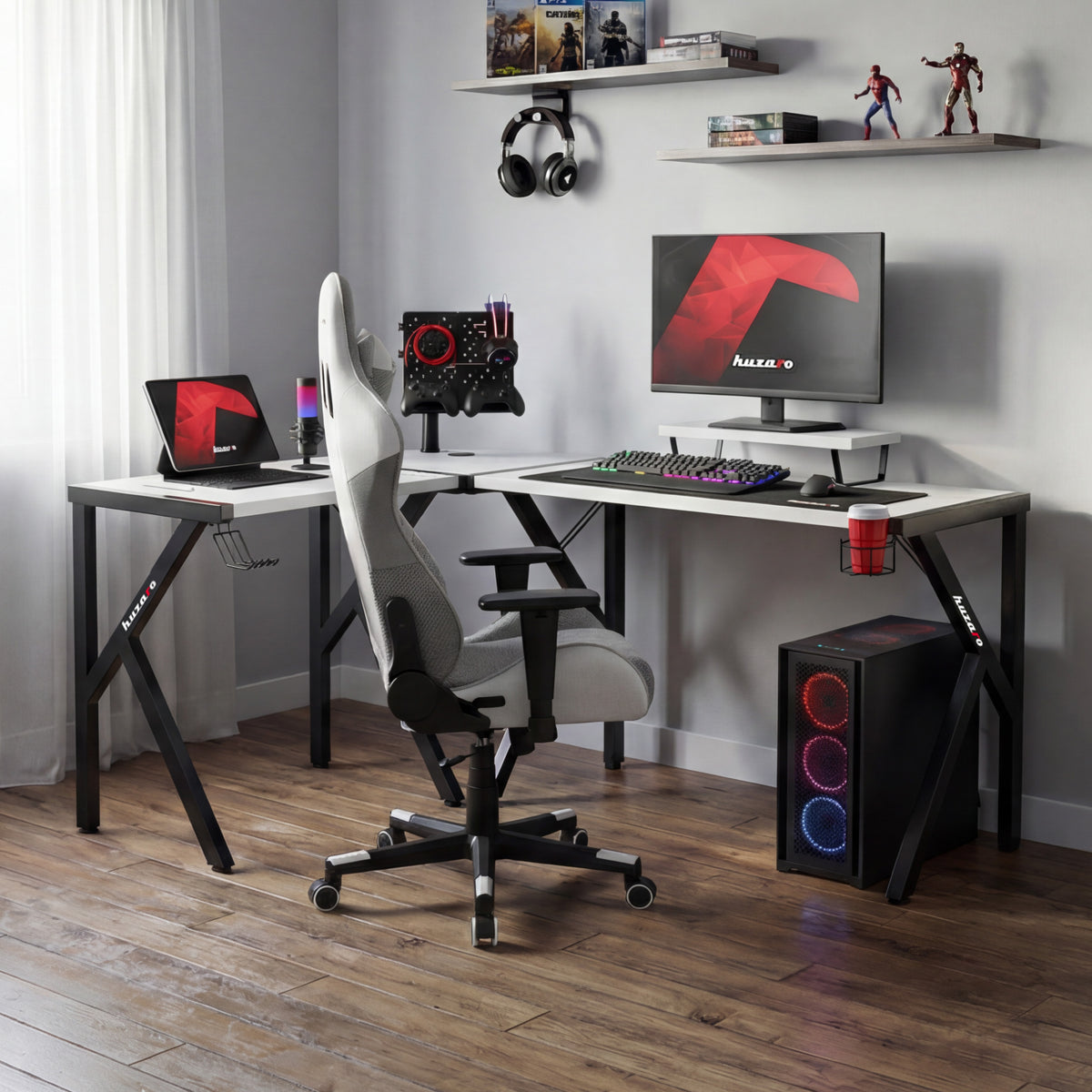 Gaming-Eckschreibtisch Huzaro Hero 6.3 White 154 cm