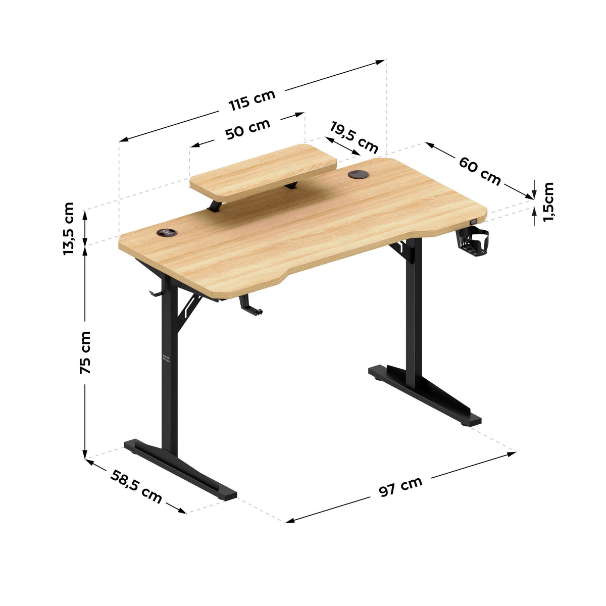 Computerschreibtisch mit Regal Mark Adler Leader 5.1 Oak 115 cm
