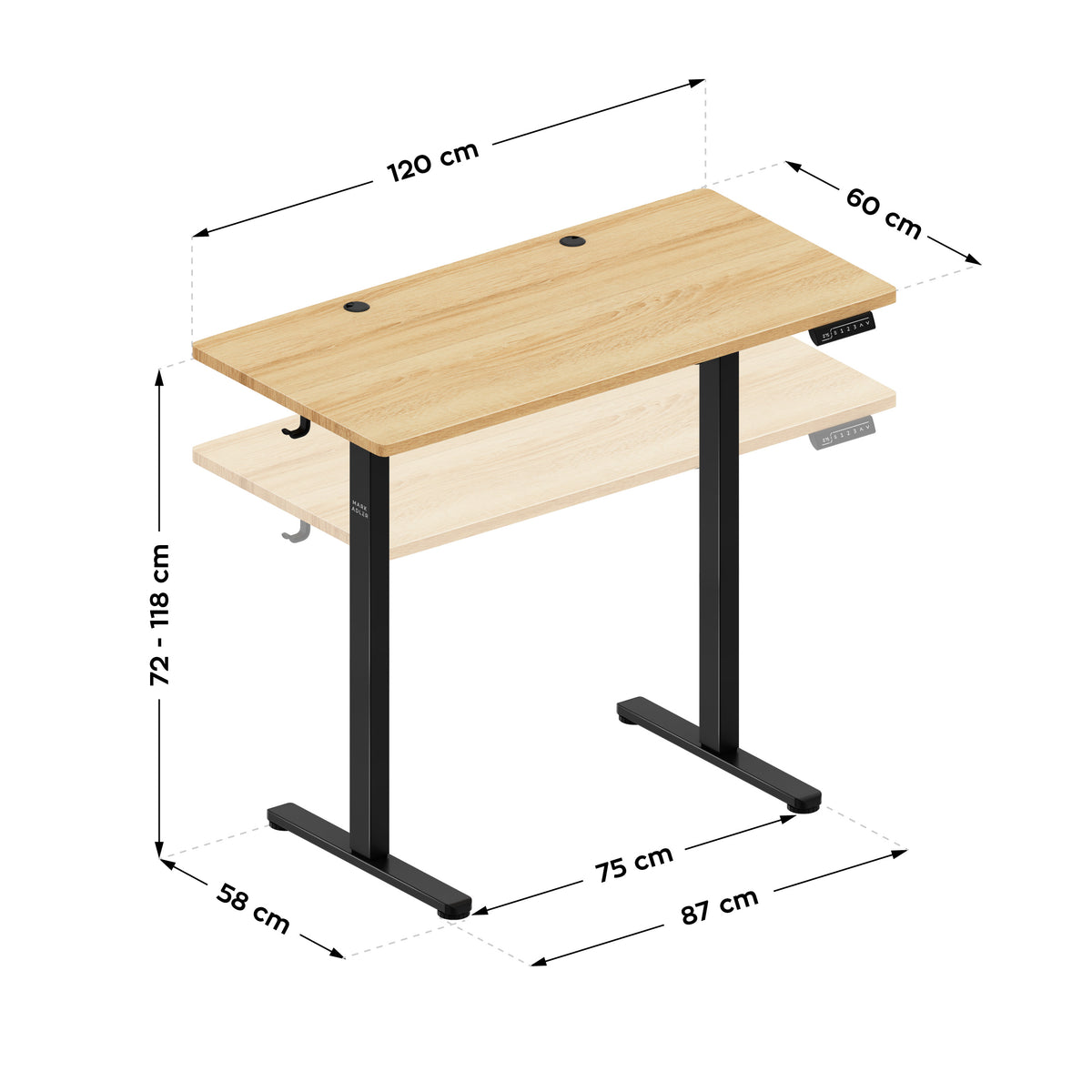 Elektrisch verstellbarer Schreibtisch Mark Adler Leader 6.9 120 cm