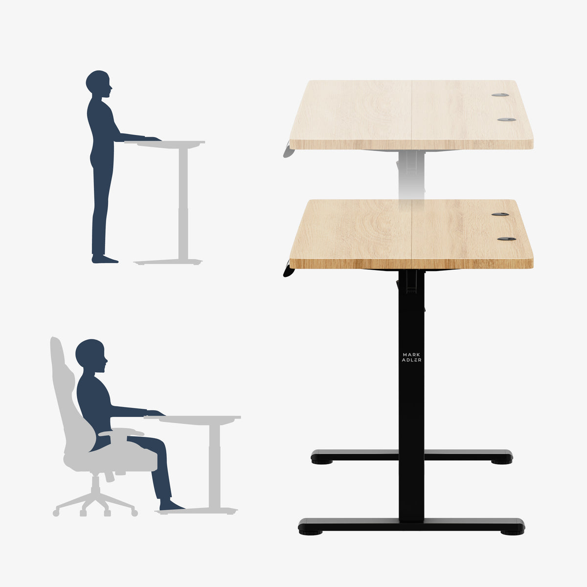 Für stehende und sitzende Arbeit