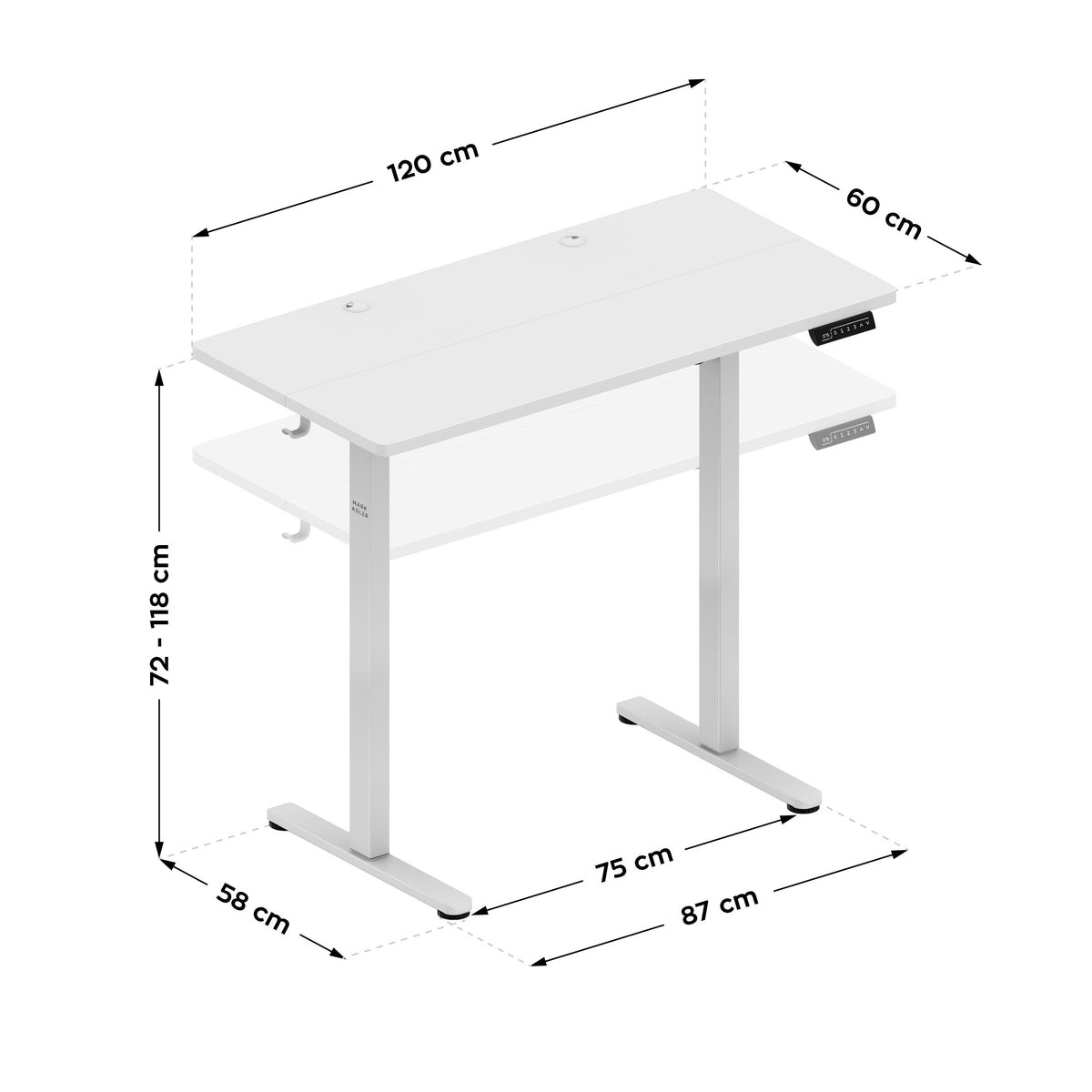 Elektrisch höhenverstellbarer Schreibtisch Mark Adler Leader 6.9 White 120 cm