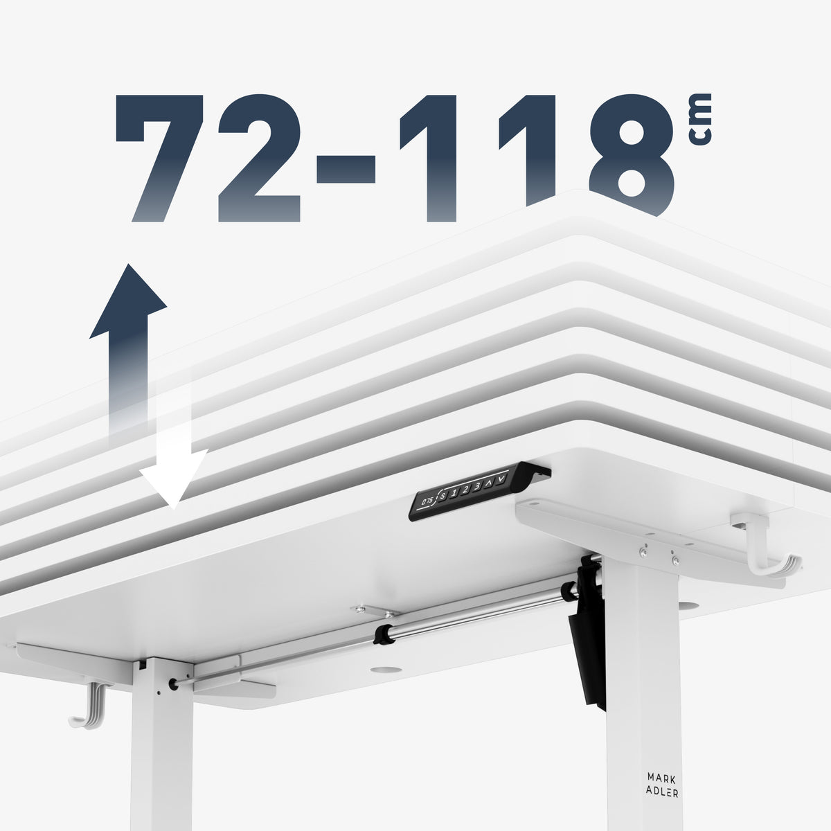 Großer Höhenverstellbereich: 72 - 118 cm
