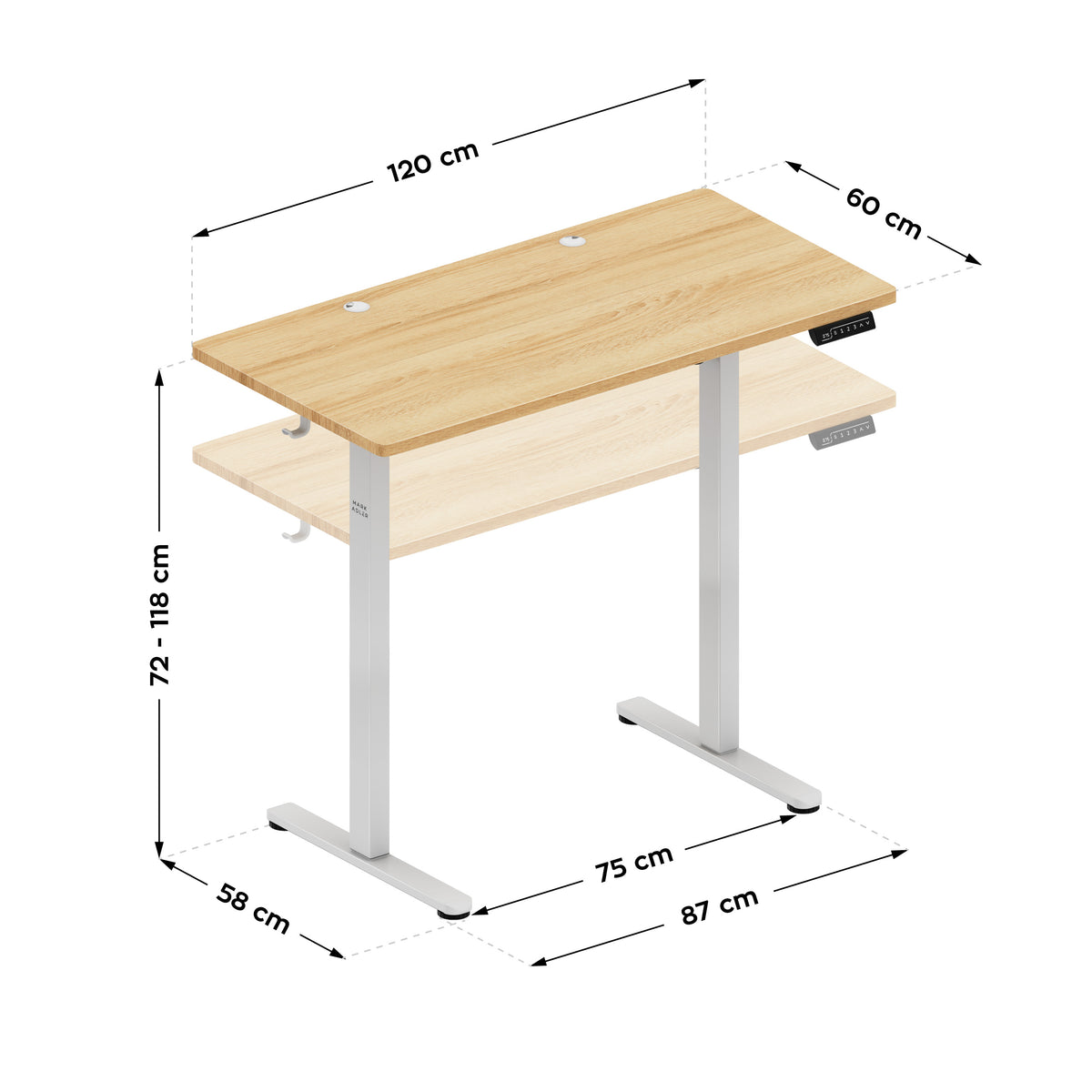 Elektrisch höhenverstellbarer Schreibtisch Mark Adler Leader 6.9 Craft 120 cm