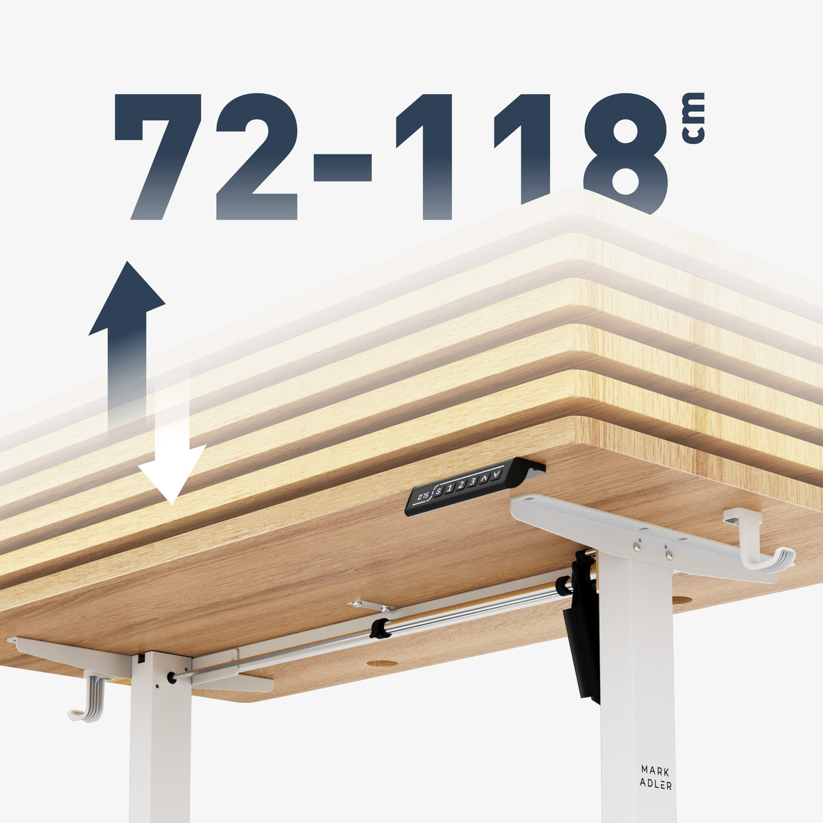 Breiter Höhenverstellbereich: 72 – 118 cm