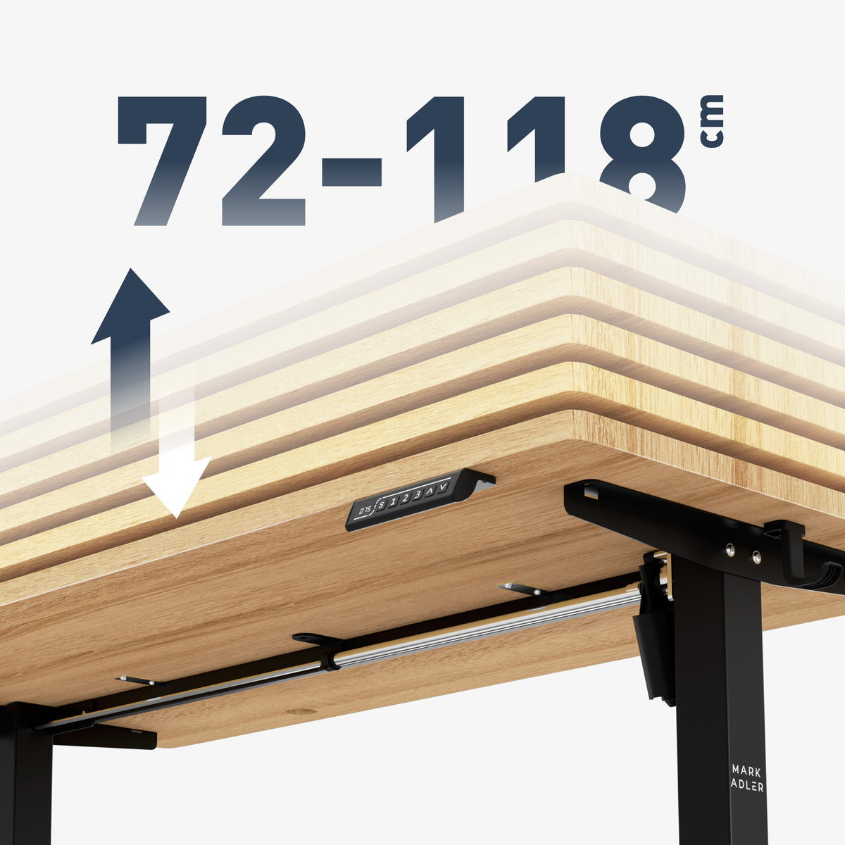 Großer Höhenverstellbereich: 72 - 118 cm