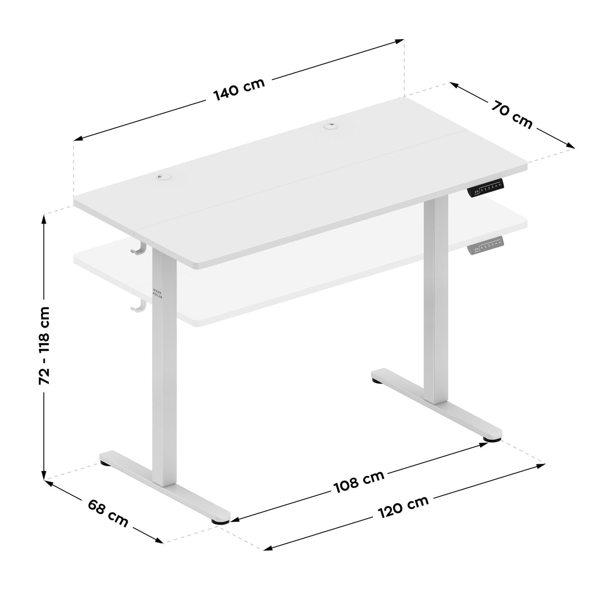 Elektrischer Schreibtisch Mark Adler Leader 7.3 White 140 cm