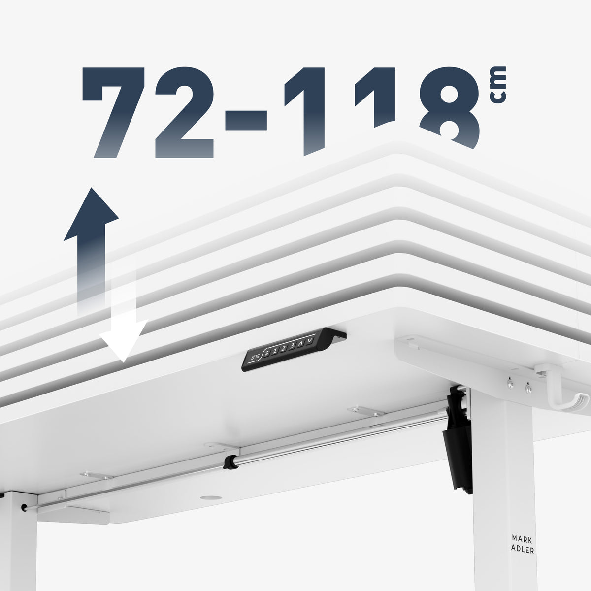 Großer Höhenverstellbereich: 72 - 118 cm