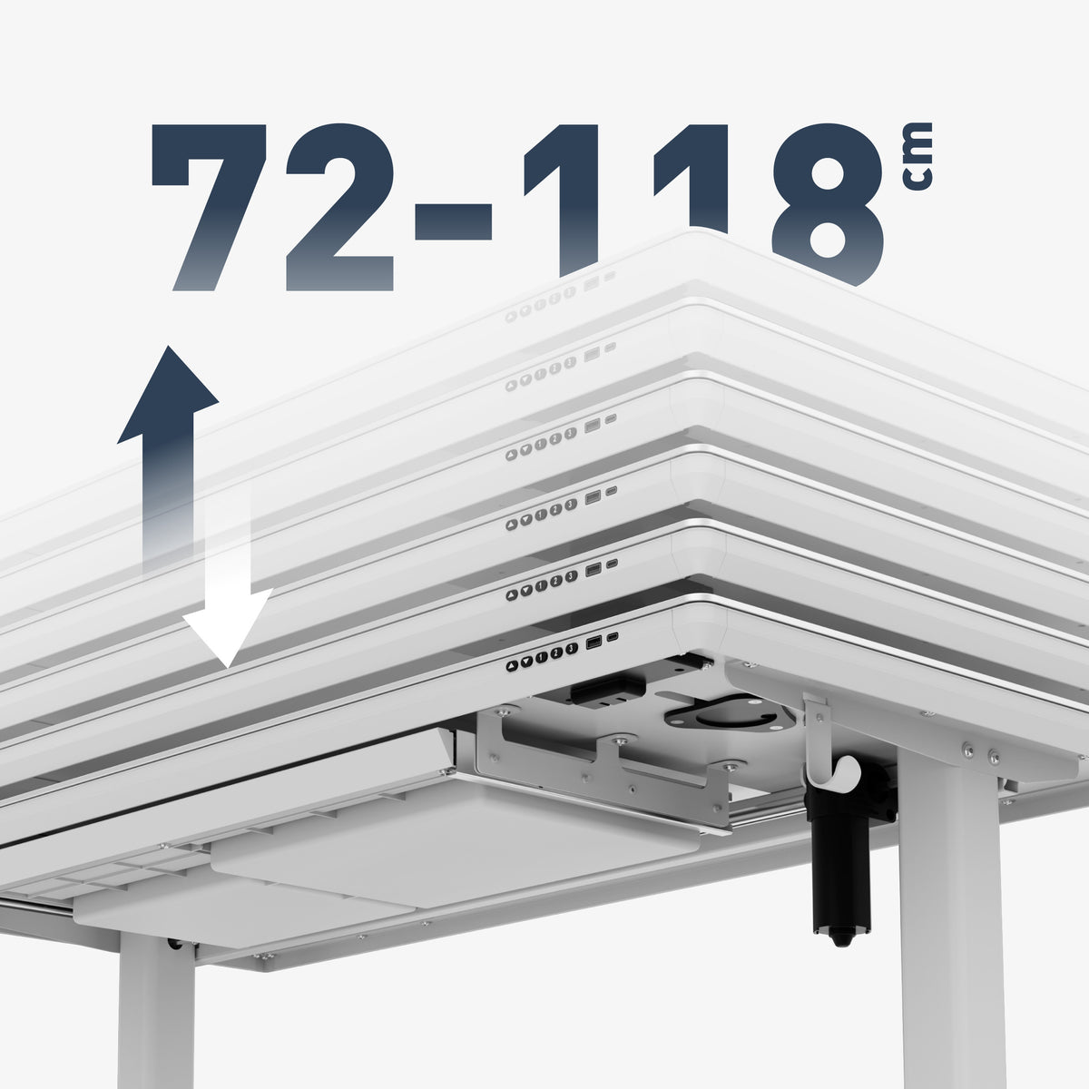 Stufenlose elektrische Höhenverstellung 72-118 cm