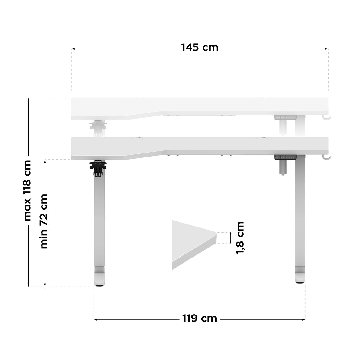Elektrischer Schreibtisch Mark Adler Leader 9.1 Weiß 145 cm