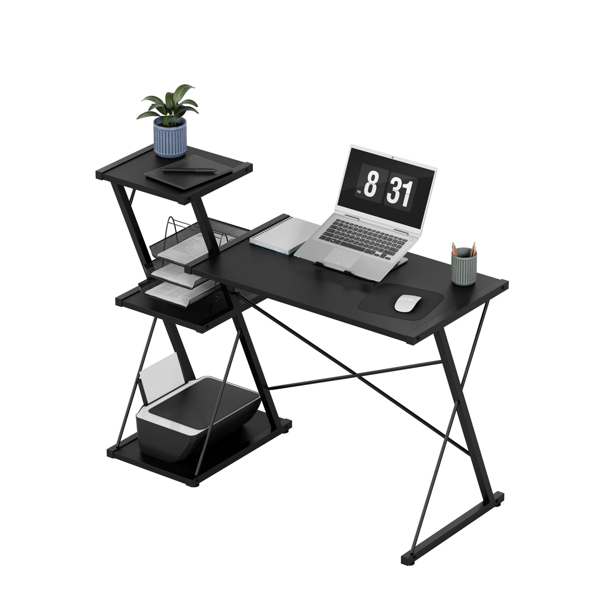 Schreibtisch mit Regalen Mark Adler Leader 3.5 Black 116 cm