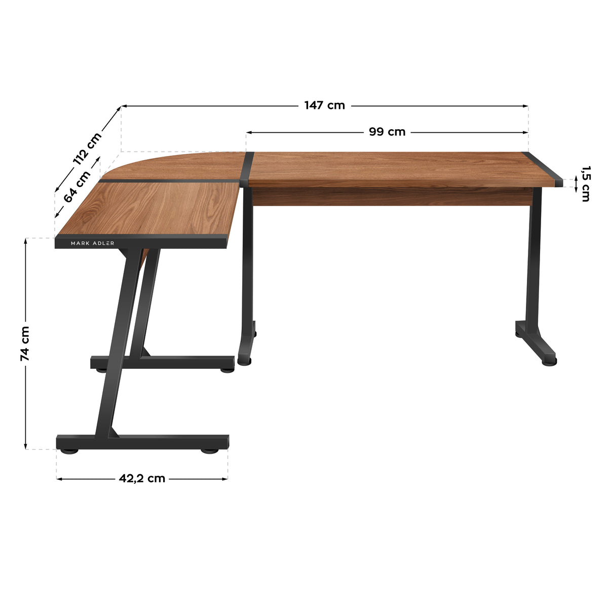 Mark Adler Leader 5.5 Eckschreibtisch WN 147 cm