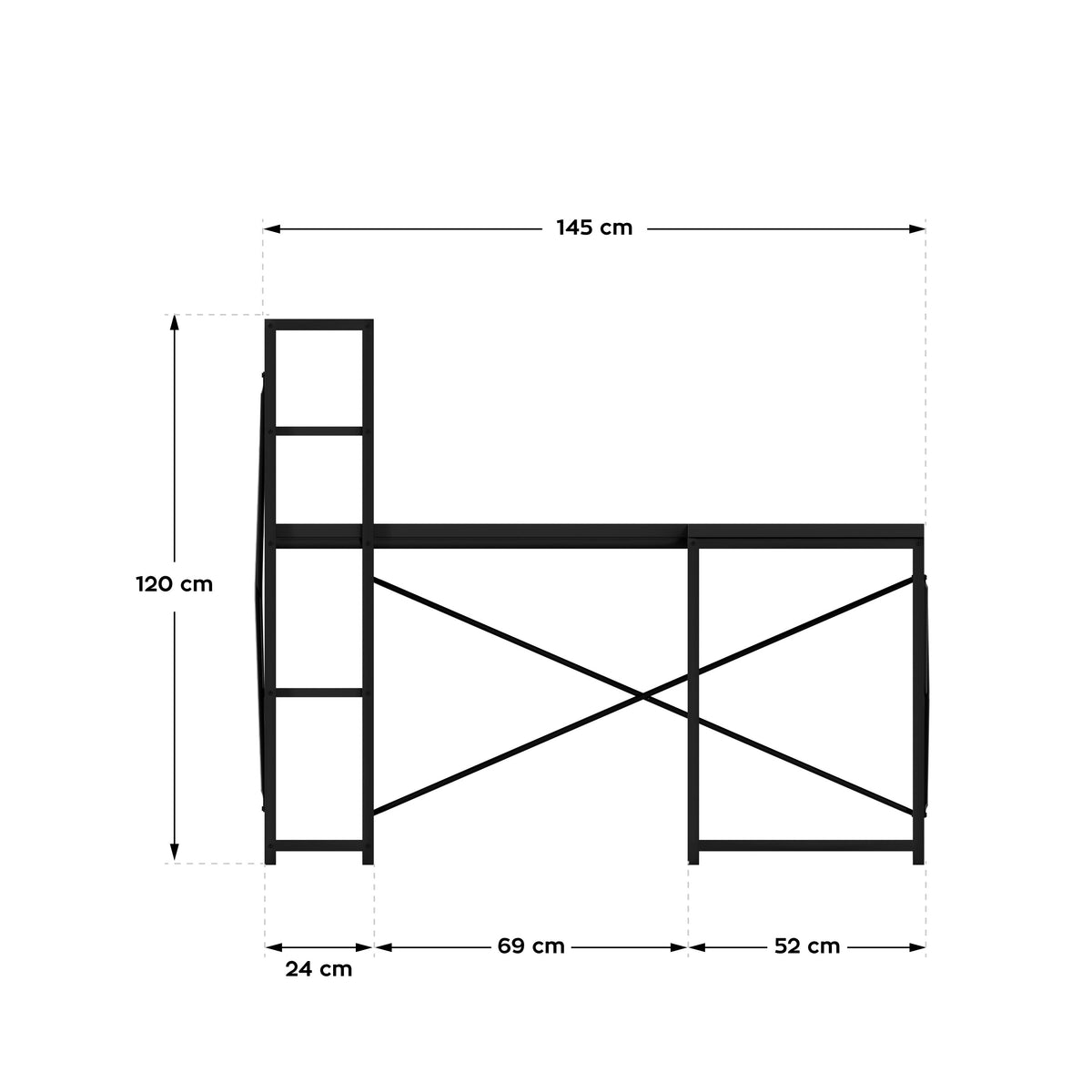 Eckschreibtisch mit Regalen Mark Adler Leader 5.9 Schwarz 145 cm