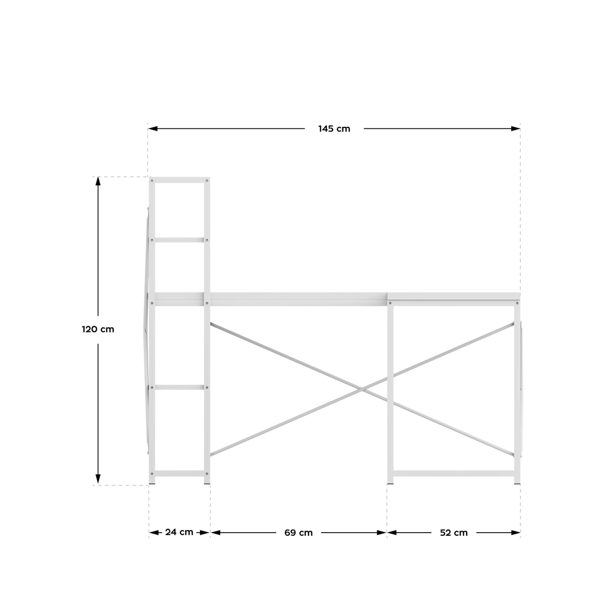 Eckschreibtisch mit Regalen Mark Adler Leader 5.9 White 145 cm