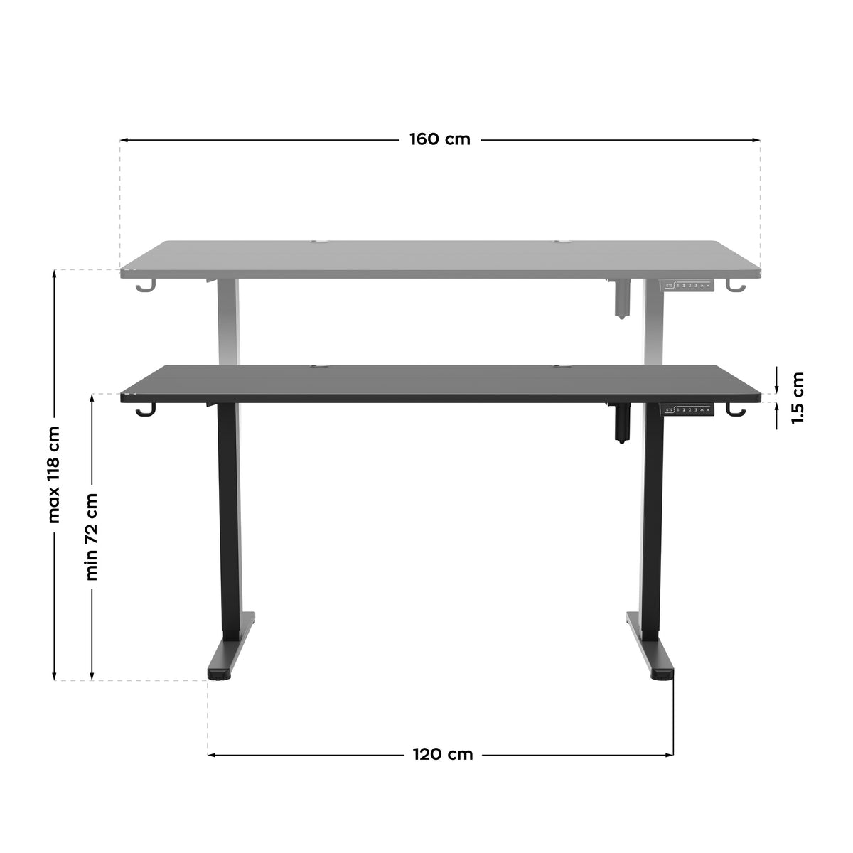 Elektrischer Schreibtisch Mark Adler Leader 7.6 Black 160 cm