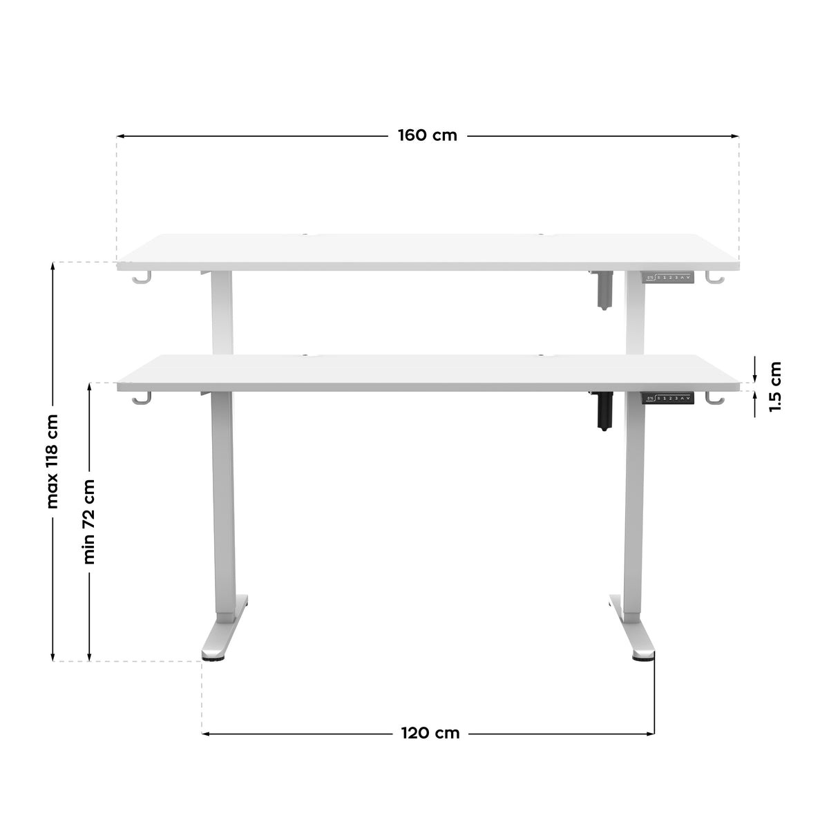 Elektrischer Schreibtisch Mark Adler Leader 7.6 Weiß 160 cm