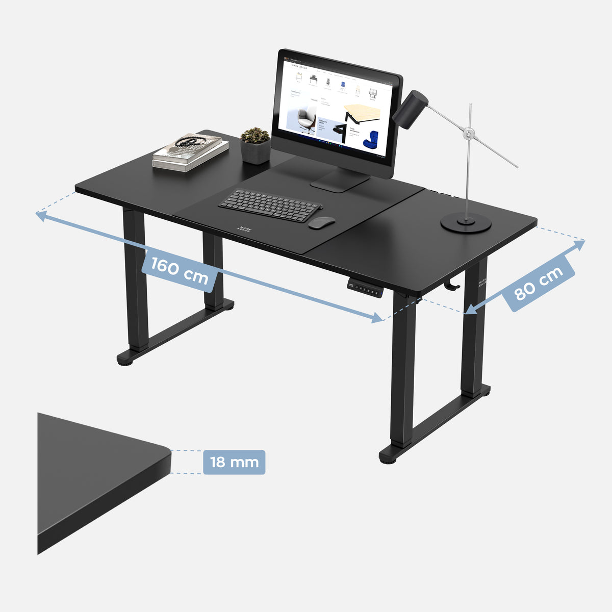 Elektrischer Schreibtisch Mark Adler Leader 9.3 Black 160 cm