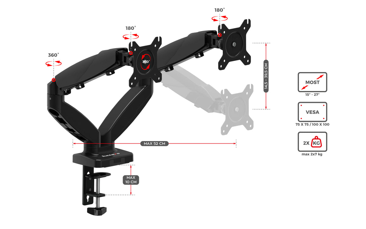 Drehbarer Monitorarm Huzaro Motion 2.2 für zwei Monitore