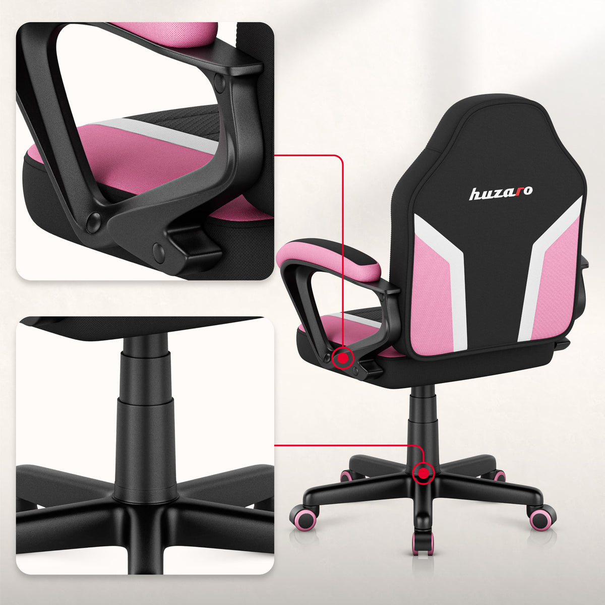 Gaming-Stuhl für Kinder HUZARO RANGER 1.0 Pink Mesh