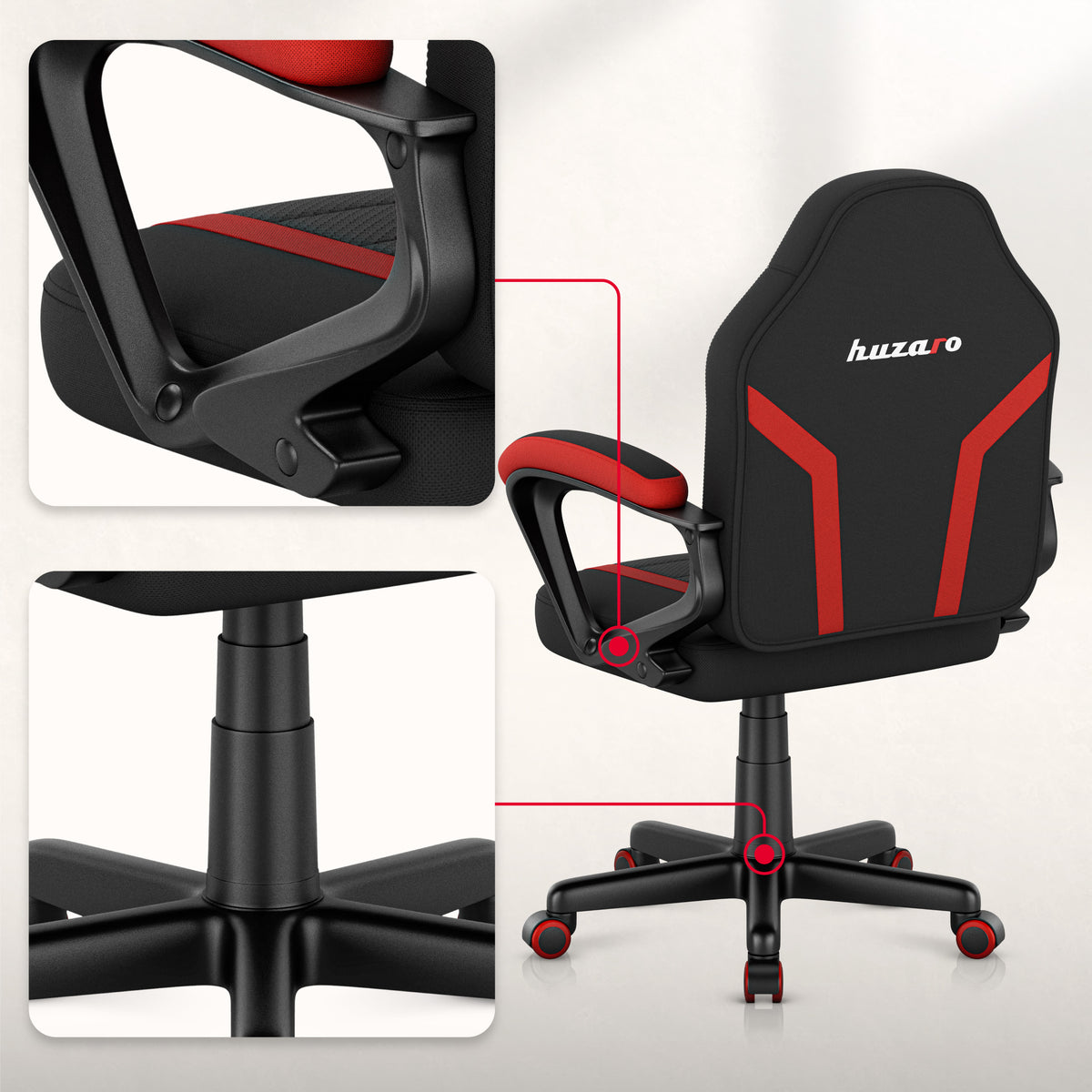 Gaming-Sessel für Kinder HUZARO RANGER 1.0 Red Mesh