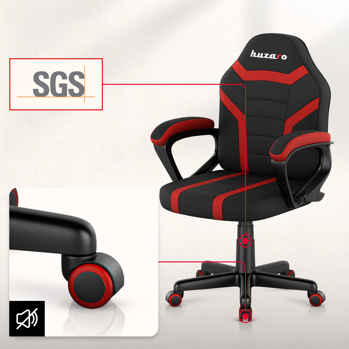 Gaming-Sessel für Kinder HUZARO RANGER 1.0 Red Mesh