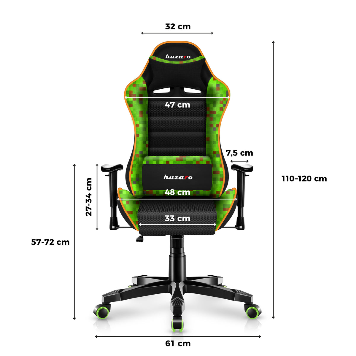 Gaming-Stuhl für Kinder HUZARO RANGER 6.0 Pixel Mesh