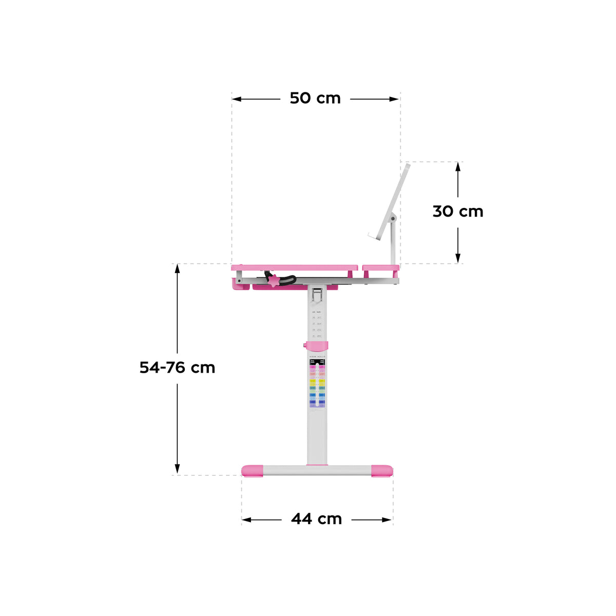 Ergonomischer Schreibtisch für Kinder Mark Adler Study 3.0 Pink 66 cm