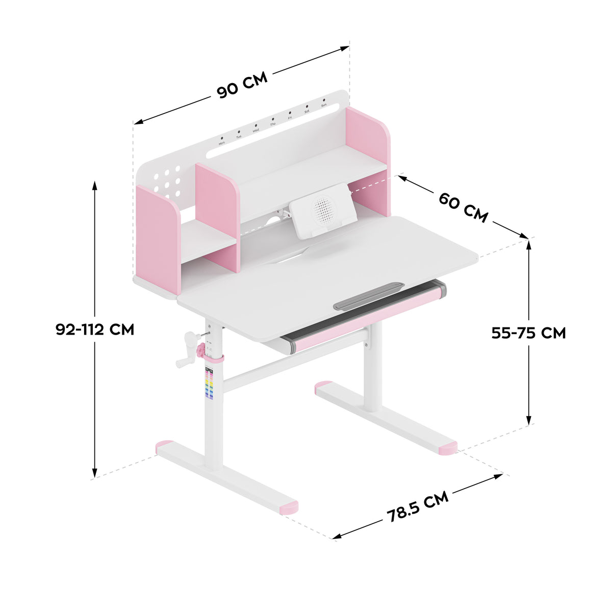 Ergonomischer Schreibtisch für Kinder Mark Adler Study 5.0 Pink 90 cm