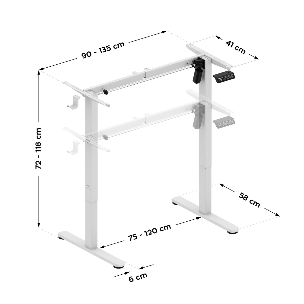 Elektrisches Schreibtischgestell weiß Mark Adler Xeno 1.7 White