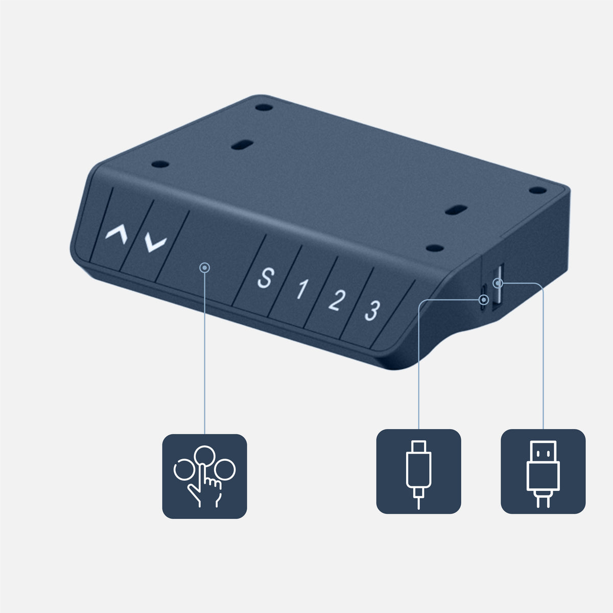 Bedienfeld mit Einstellungsspeicher und USB- und USB-C-Anschlüssen